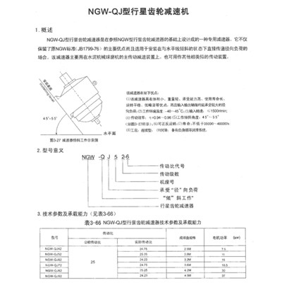 NGW-QJ型行程減速機參數 NGW-QJ型行程減速機參數