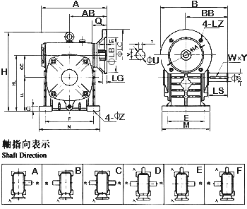 FCDS型蝸輪減速機(jī)結(jié)構(gòu)圖 FCDS型蝸輪減速機(jī)結(jié)構(gòu)圖